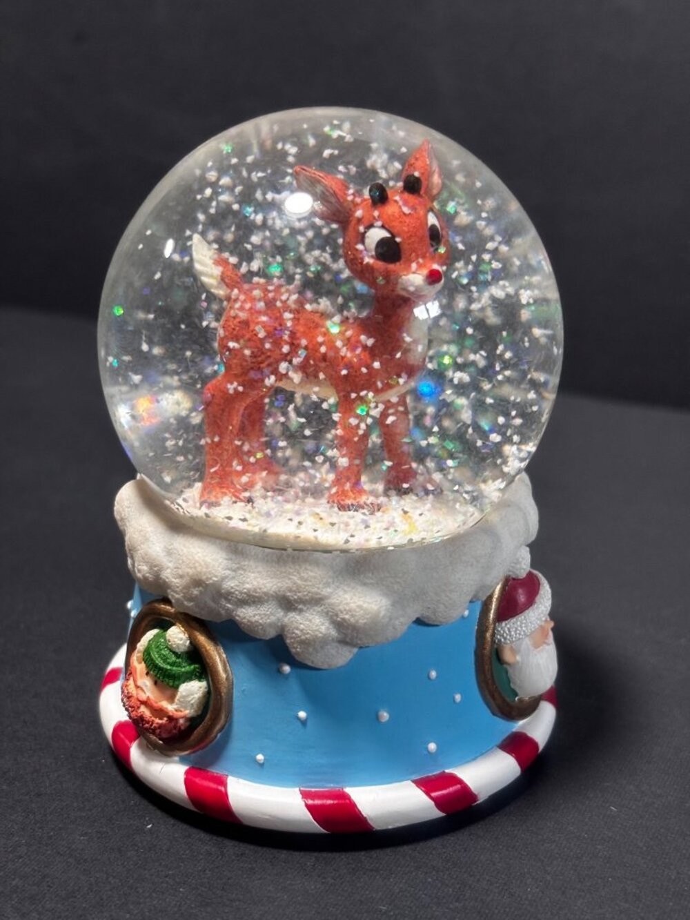 Rudolph The Red Nosed Reindeer Snow Globe Christmas Decoration Enesco VTG READ